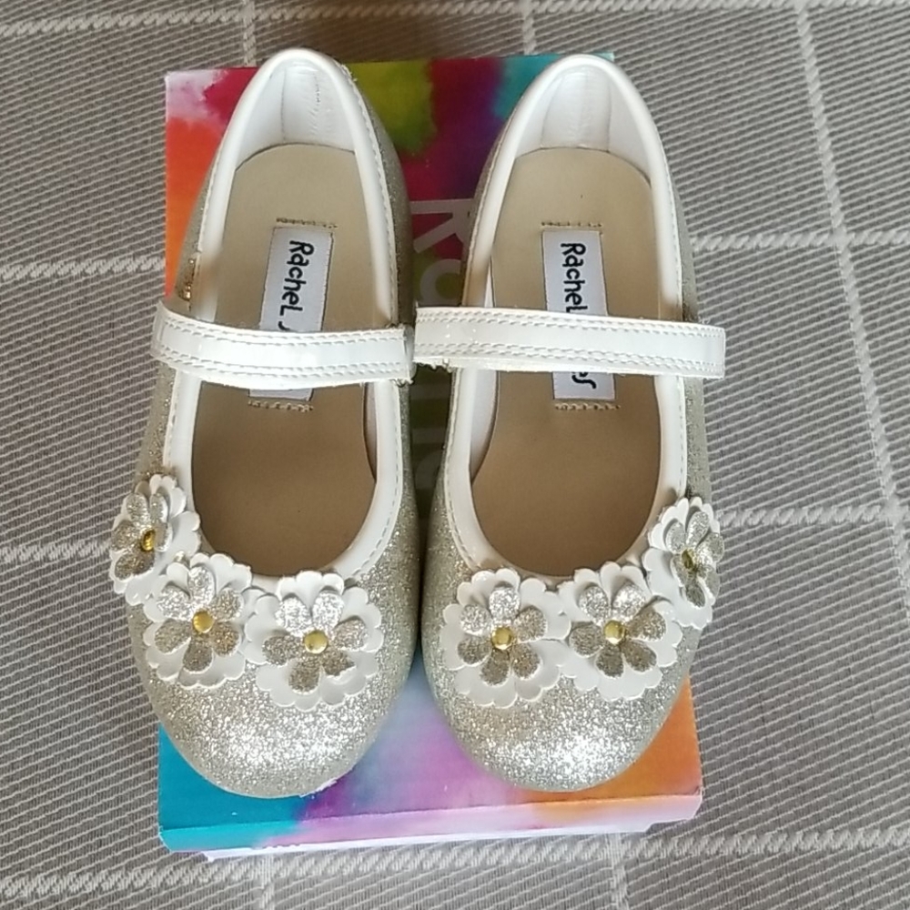 Gold/Bone Girls Mary Jane Flats